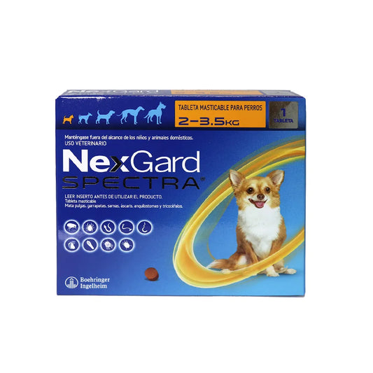 Antipulgas Nexgard Spectra para Perros XS de 2 a 3.5 Kg