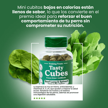 Kanu Pet Tasty Cubes de Espinaca Liofilizada para Perros, Ideales para Entrenar, Bajas en Calorías y Llenas de Sabor