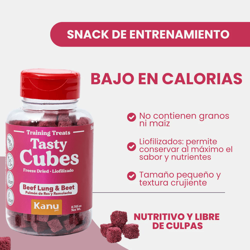 Kanu Pet Tasty Cubes de Remolacha Liofilizada para Perros, Ideales para Entrenar, Bajas en Calorías y Llenas de Sabor