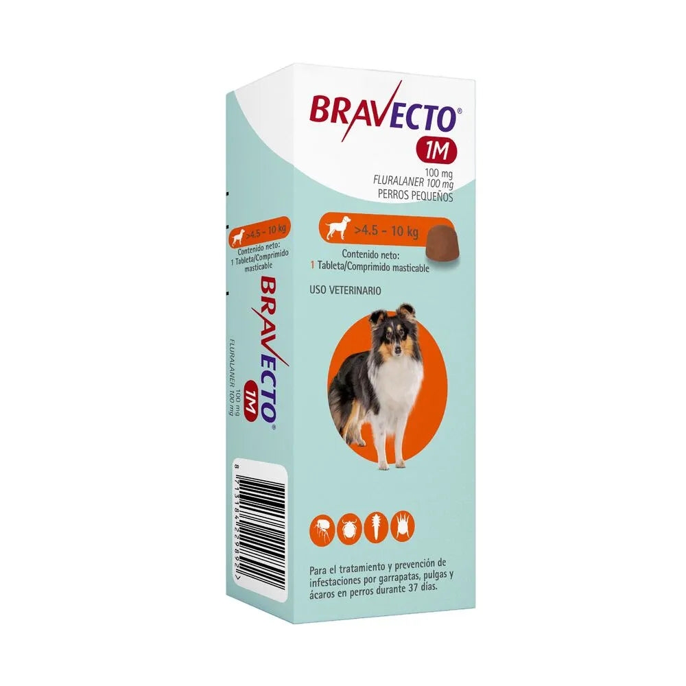 Antipulgas Bravecto 1 Mes 4.5 a 10 KG Para Perro