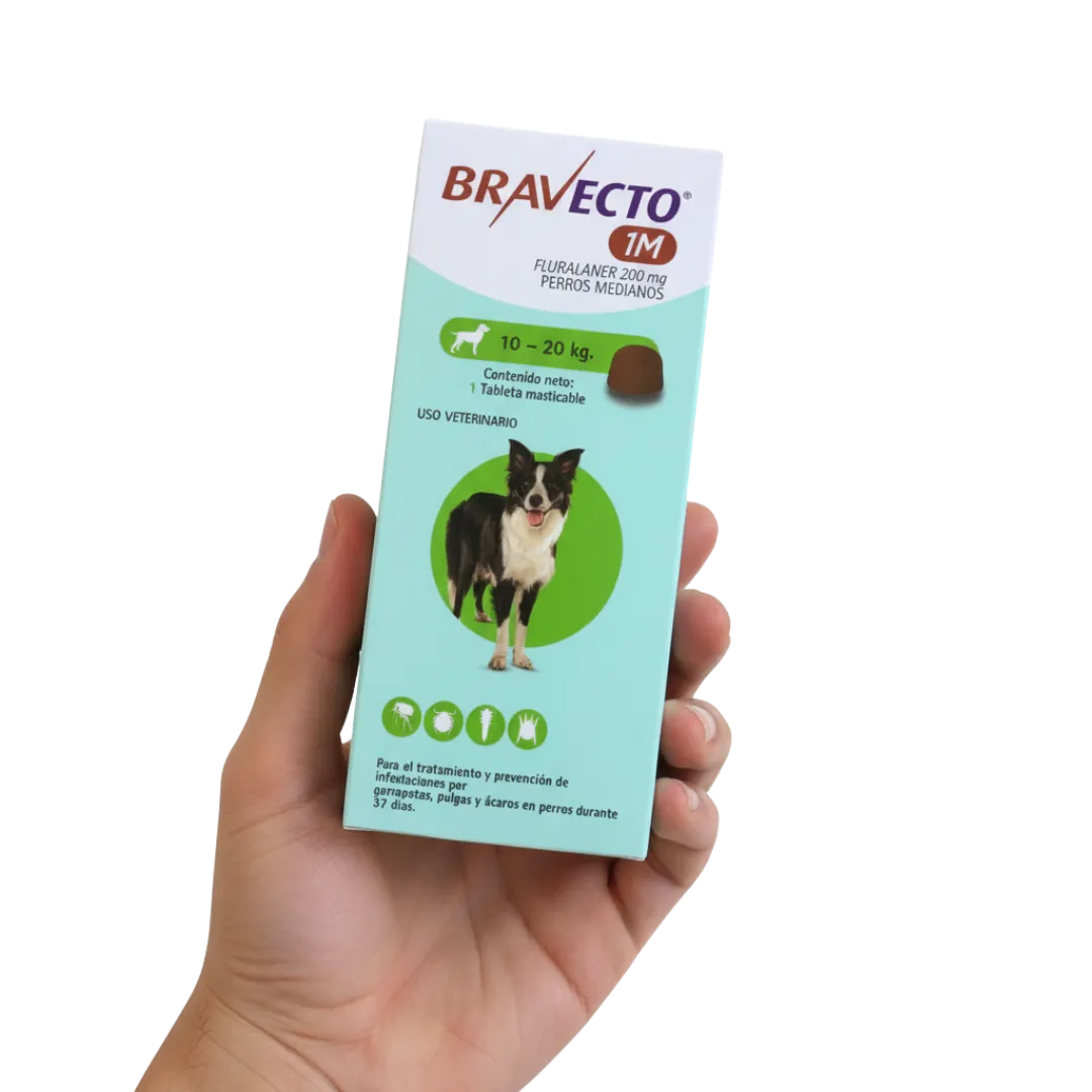 Antipulgas Bravecto 1 Mes 10 a 20 KG Para Perro