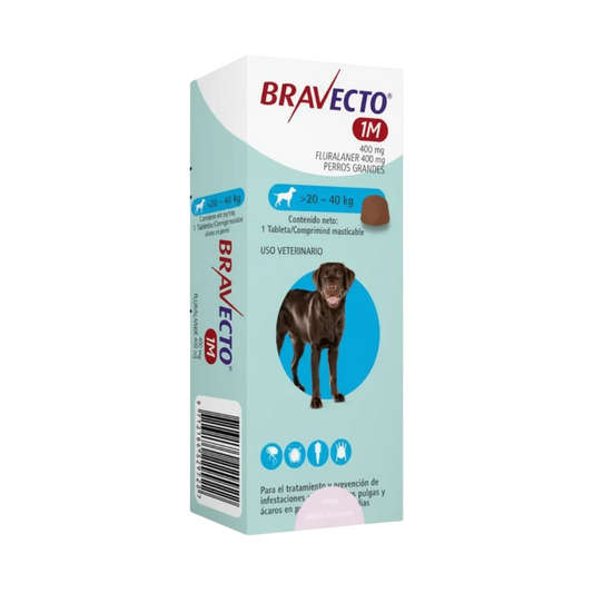 Antipulgas Bravecto 1 Mes 20 a 40 KG Para Perro