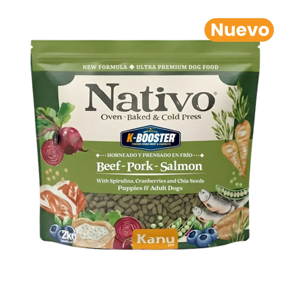 Alimento Seco Nativo Oven-Baked Carne / Cerdo / Salmón Kanu Pet para Perros Cachorros y Adultos