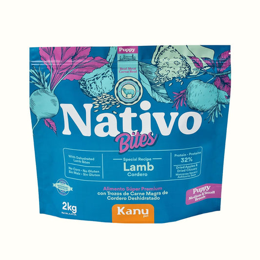 Alimento seco Nativo Bites Cordero Kanu Pet para cachorros