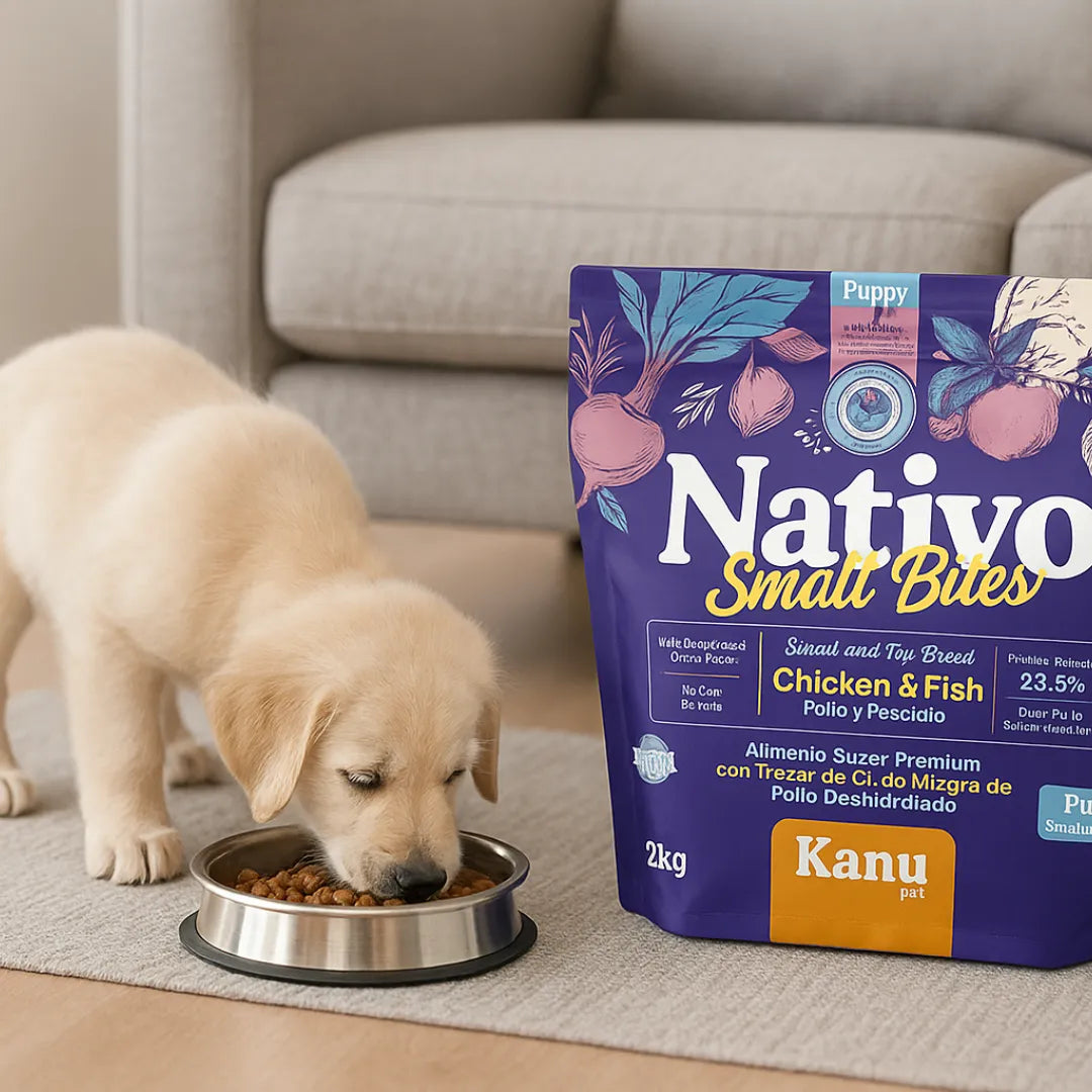 Alimento seco Nativo Small Bites Pollo y Pescado Kanu Pet para cachorros pequeños y miniaturas