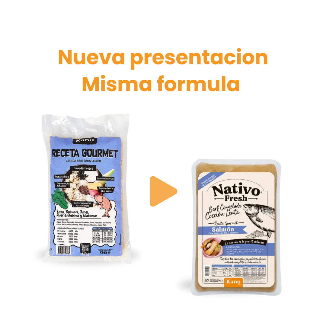 Alimento Congelado Nativo Fresh sabor a Salmón y Wakame Kanu Pet para Perros. 100% Comida Real