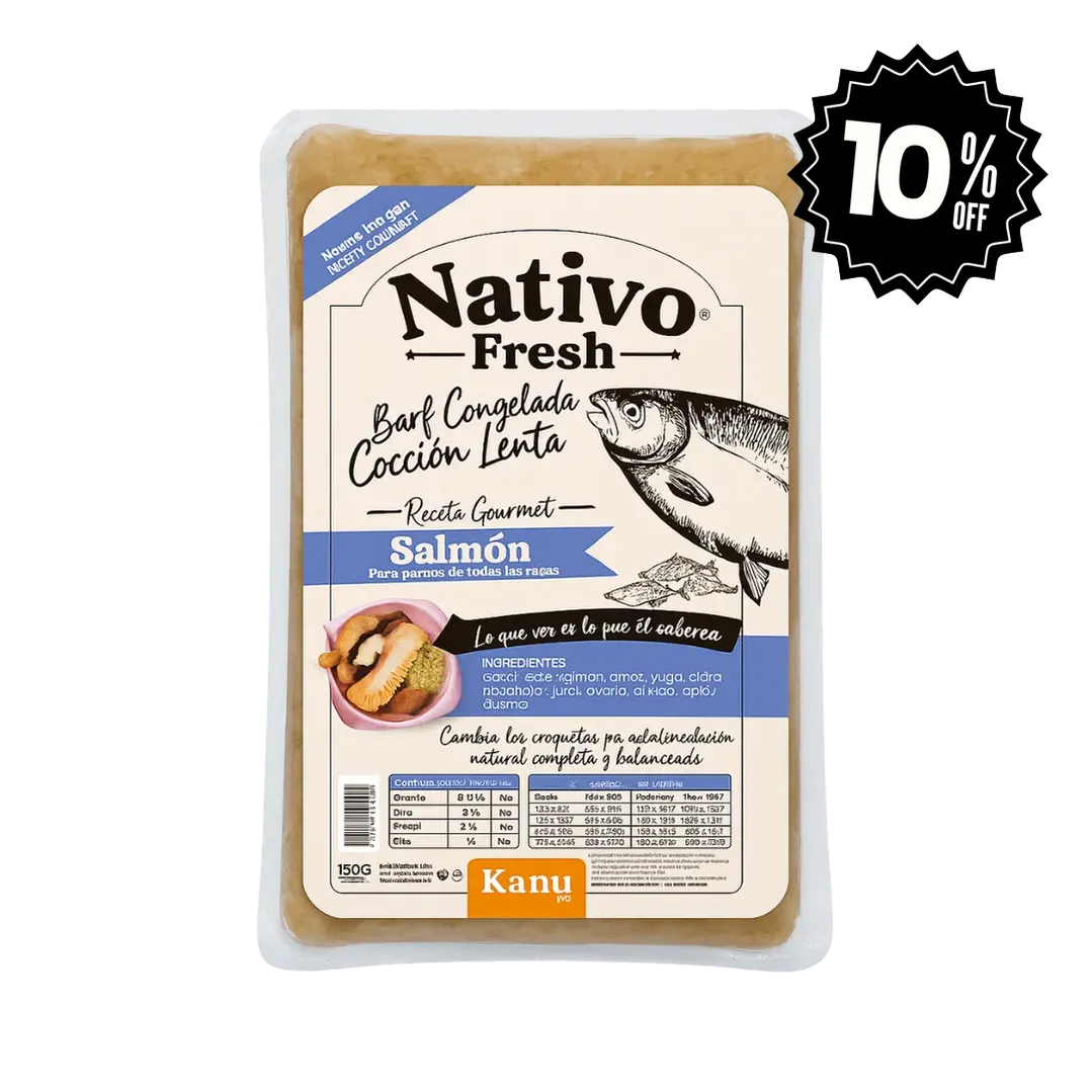 Alimento Congelado Nativo Fresh sabor a Salmón y Wakame Kanu Pet para Perros. 100% Comida Real
