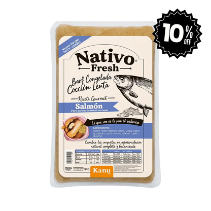 Alimento Congelado Nativo Fresh sabor a Salmón y Wakame Kanu Pet para Perros. 100% Comida Real