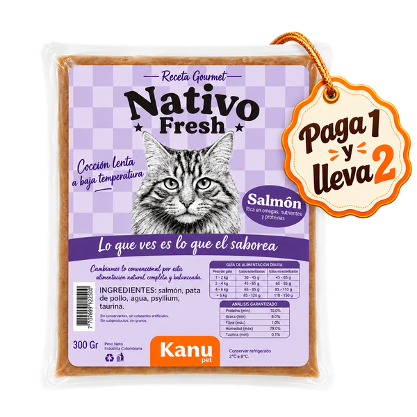 Alimento Congelado Nativo Fresh Salmón Kanu Pet para Gato Adulto y Cachorro