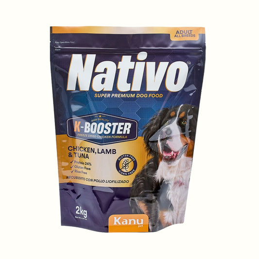 Alimento Seco Nativo K-Booster Pollo, Cordero y Atún Kanu Pet para Perro Adulto 2kg