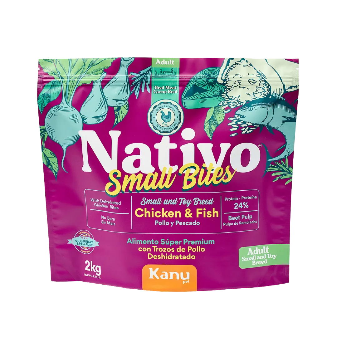 Alimento Seco Nativo Small Bites Pollo y Pescado Kanu Pet para perro adulto