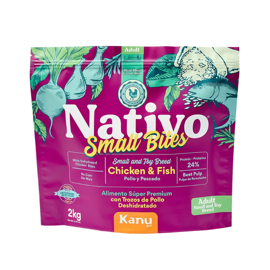 Alimento Seco Nativo Small Bites Pollo y Pescado Kanu Pet para perro adulto