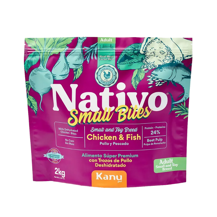 Alimento Seco Nativo Small Bites Pollo y Pescado Kanu Pet para perro adulto