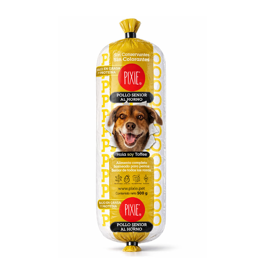 Alimento Congelado Pixie de pollo al horno para perros senior (baja en grasa y proteína)