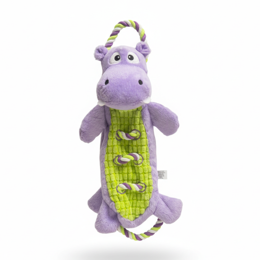 Juguete de Peluche Hipopótamo con Cuerda y Sonido Kanu Pet para Perro