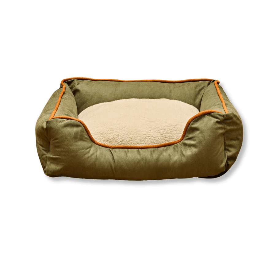 Cama Rectangular Ovejero Verde Militar Kanu Pet para Perro