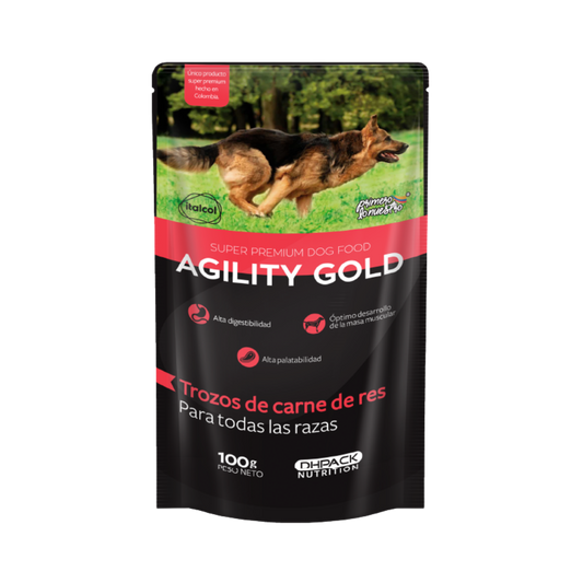 Alimento Húmedo Agility Gold con Trozos de Carne de Res para Perros Adultos
