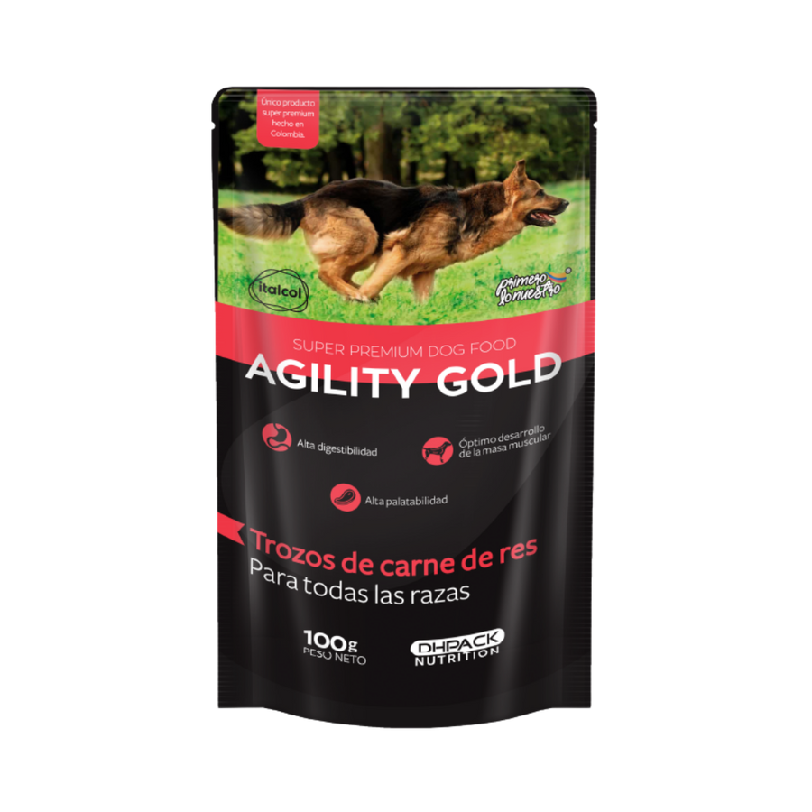 Alimento Húmedo Agility Gold con Trozos de Carne de Res para Perros Adultos
