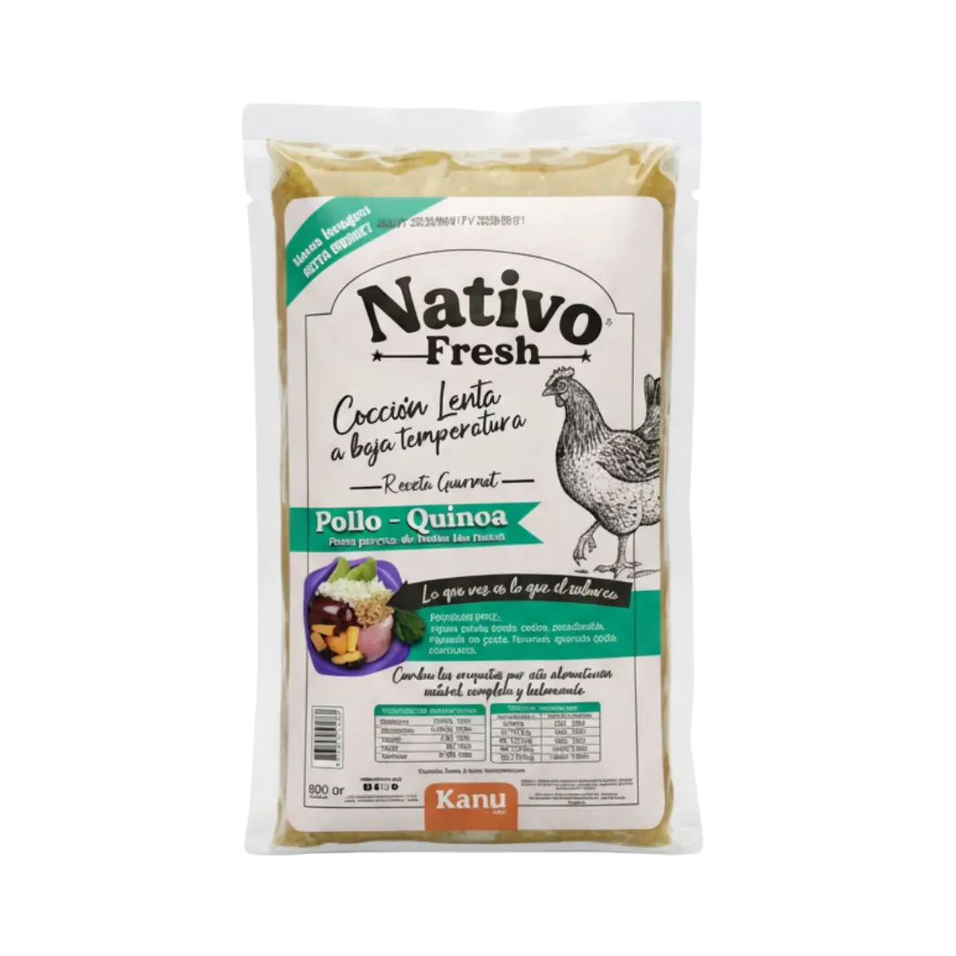 Alimento Congelado Nativo Fresh sabor a Pollo y Quinoa Kanu Pet para perros. 100% Comida Real