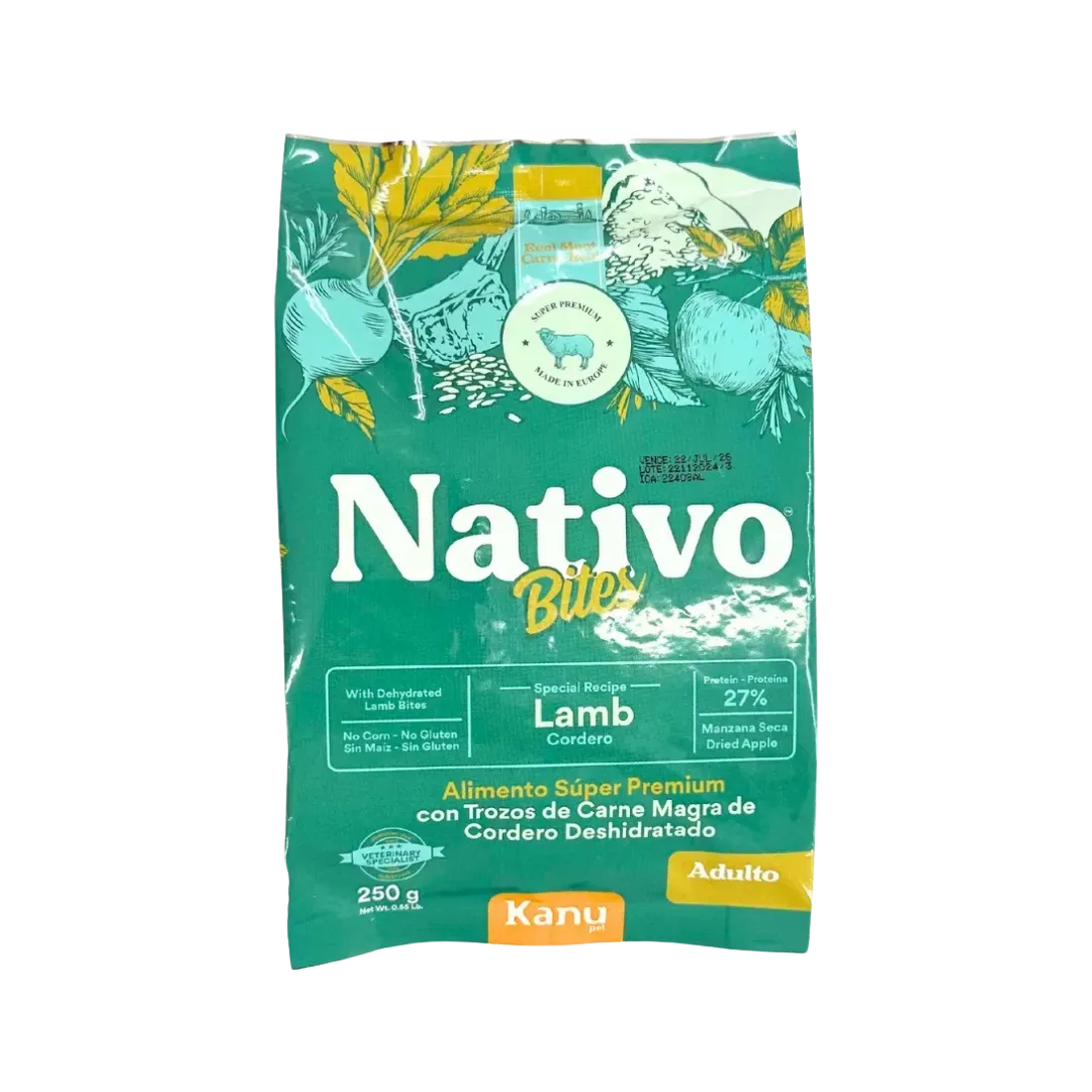 Alimento Seco Nativo Bites Cordero Kanu Pet para Perro Adulto