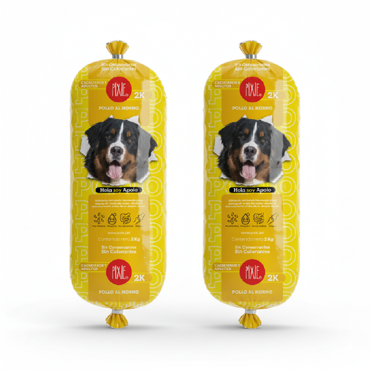 Alimento Congelado Pixie de pollo al horno para perros cachorros y adultos