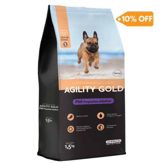 Alimento para perro Agility Gold Pequeños adultos Piel