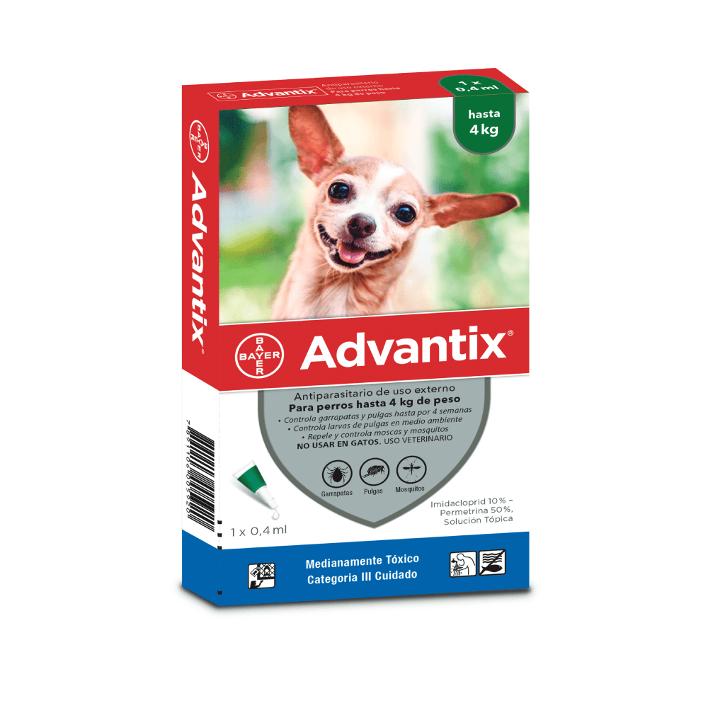 Antipulgas Advantix hasta 4 kg para perro