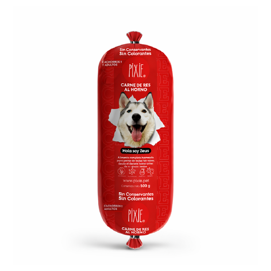 Alimento Congelado Pixie de carne de res al horno para perros cachorros y adultos