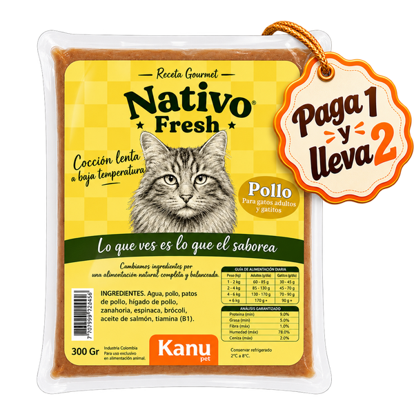 Alimento Congelado Nativo Fresh Pollo Kanu Pet para Gato Adulto y Cachorro