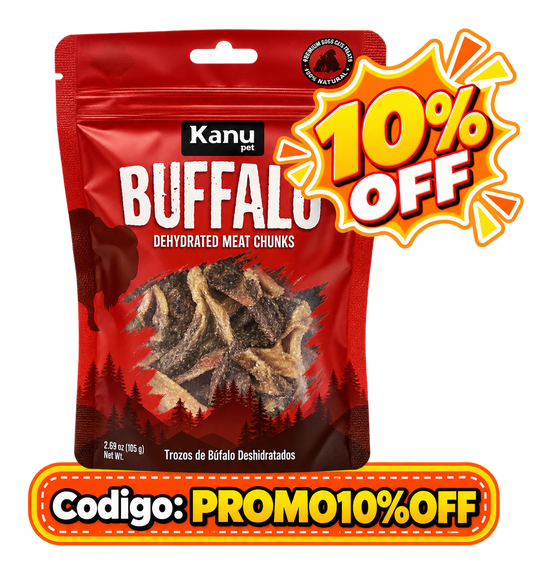Snack de Trozos de Búfalo Deshidratados Kanu Pet para perros y gatos 100% Natural Un solo ingrediente
