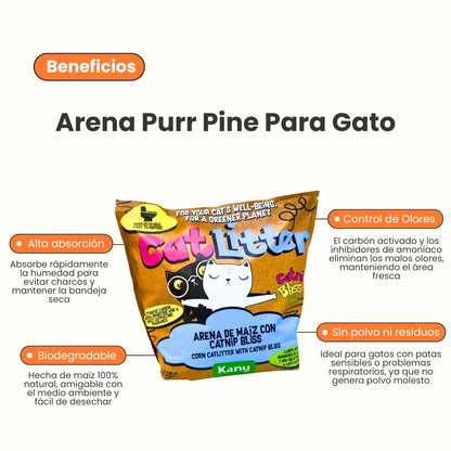 Arena 100% de Maíz con Catnip Bliss Kanu Pet para Gatos