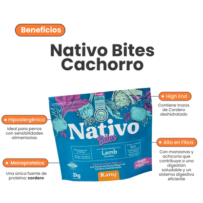Alimento Seco Nativo Bites Cordero Kanu Pet para Perro Cachorros