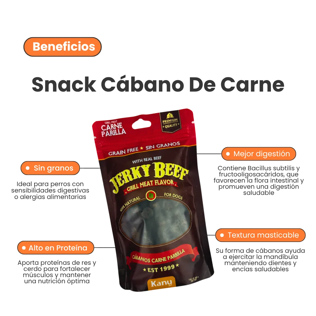 Snack de Cábano Jerky Grill Meat Flavor Kanu Pet Para Perro