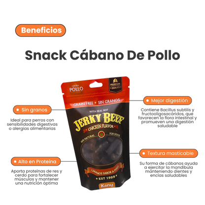 Snack de Cábano Jerky Beef Chicken Flavor Kanu Pet Para Perro