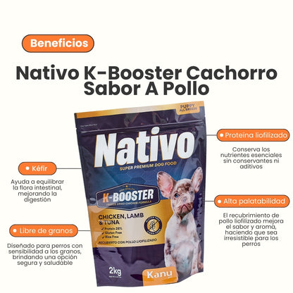 Alimento Seco Nativo K-Booster Pollo, Cordero y Atún Kanu Pet para Perro Cachorro 2kg