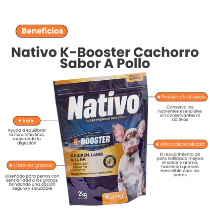 Alimento Seco Nativo K-Booster Pollo Cordero y Atún Kanu Pet para Perro Cachorro