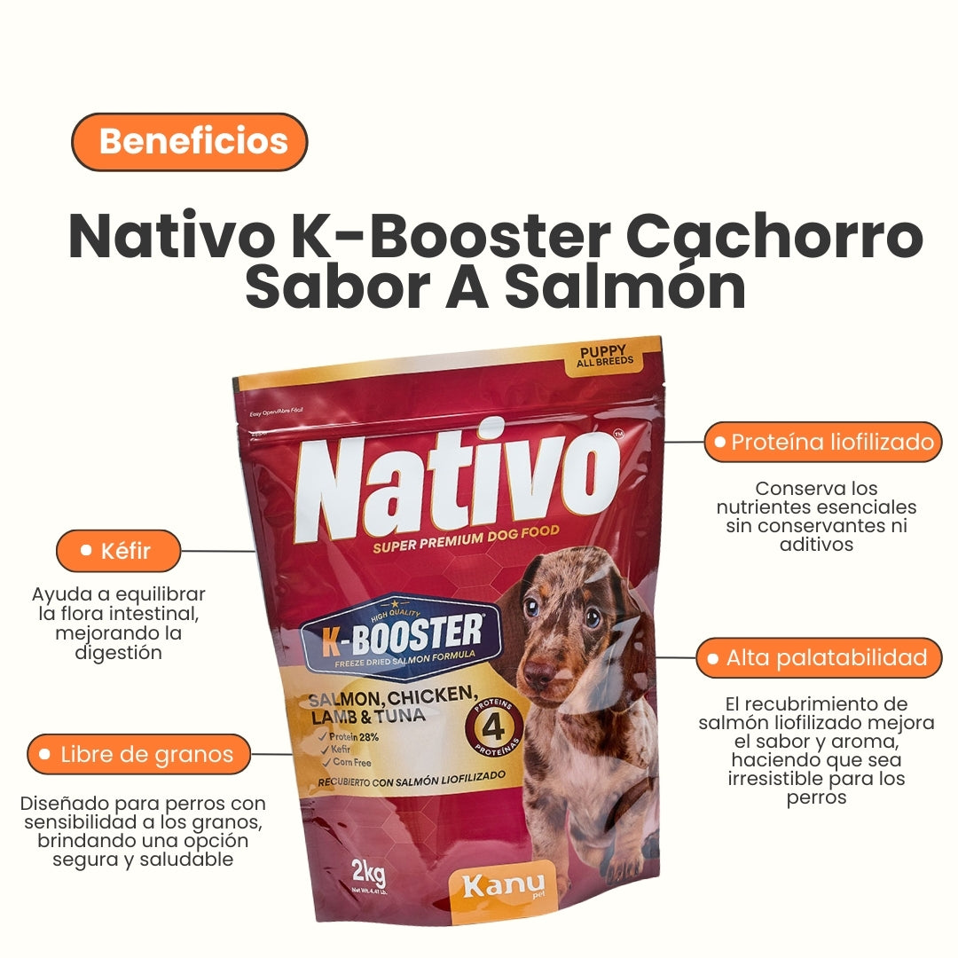 Alimento Seco Nativo K-Booster Salmón, Pollo, Cordero y Atún Kanu Pet para Perro Cachorro 2kg