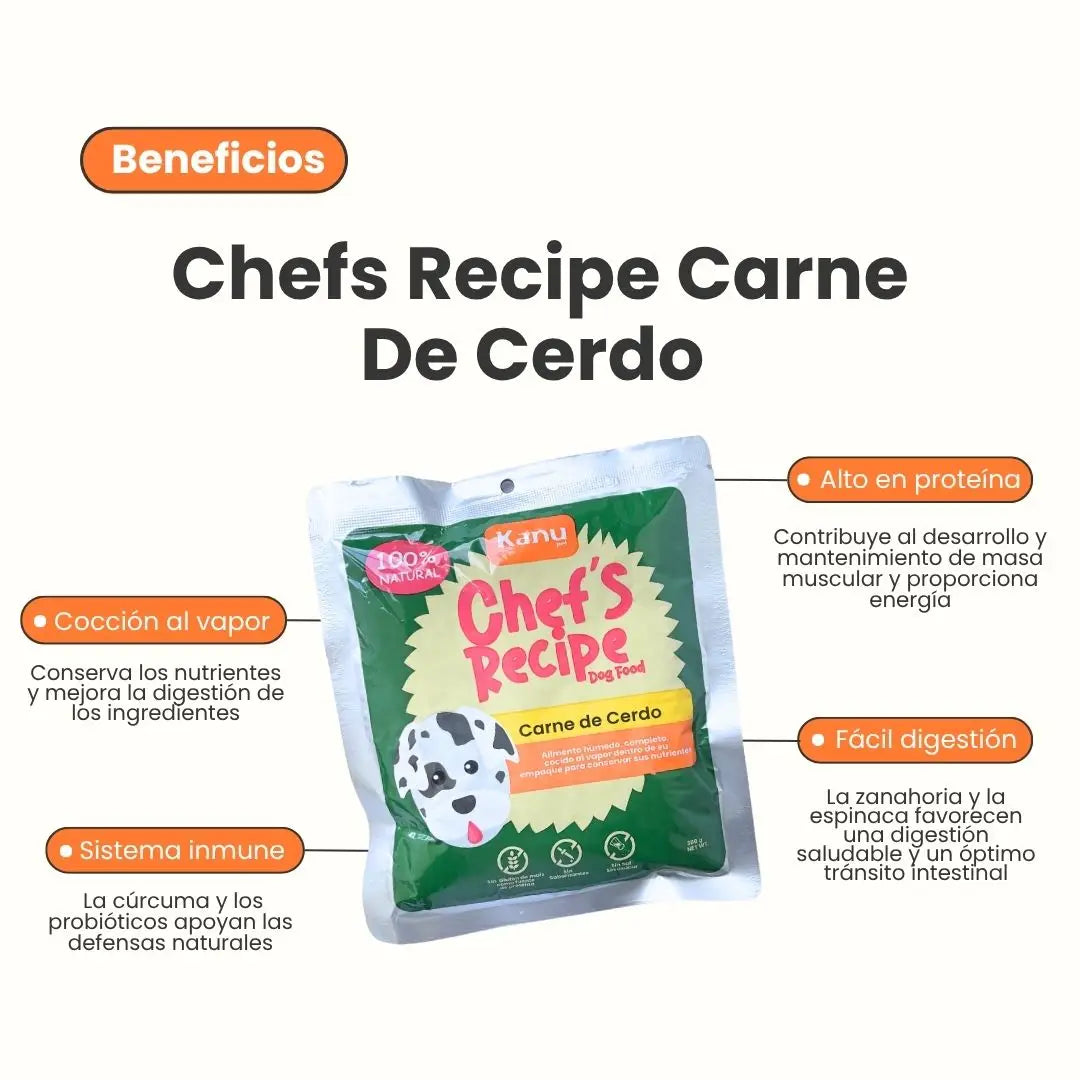 Alimento húmedo Chef recipe Cerdo perros toda razas