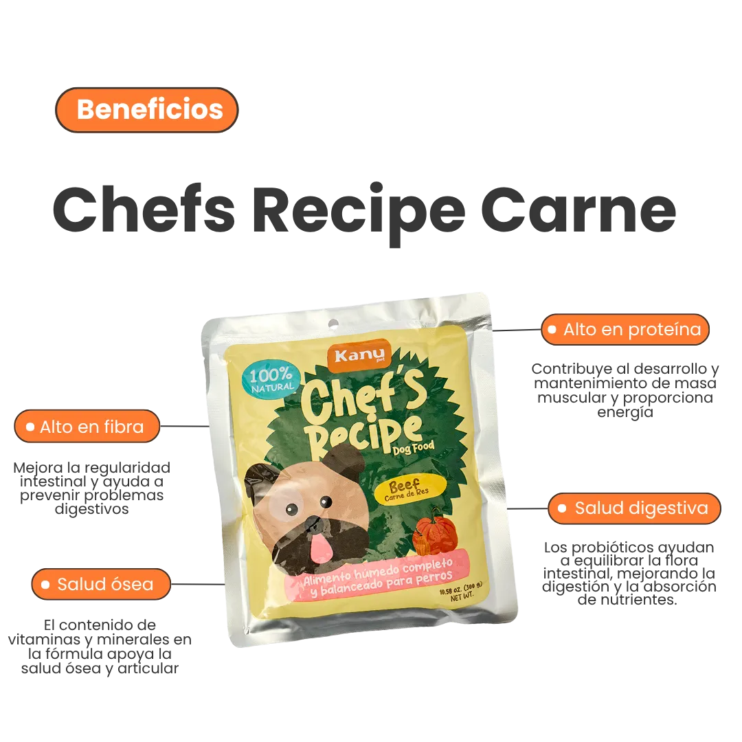 Alimento Húmedo Completo Chef's Recipe Carne de Res Kanu Pet para Perros