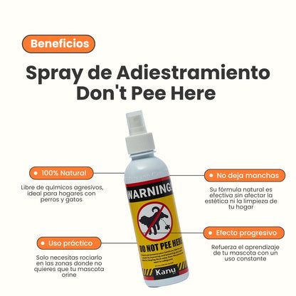 Spray de Adiestramiento  Don't Pee Here de Kanu Pet  para perros y gatos 100% Natural