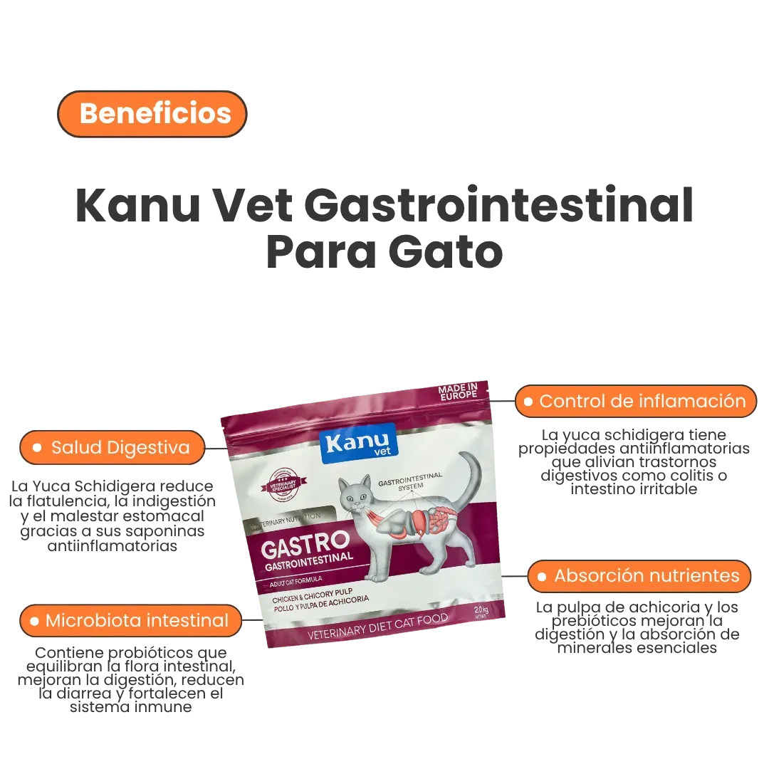 Alimento Medicado Seco Gastrointestinal Kanu Vet para Gato Adultos