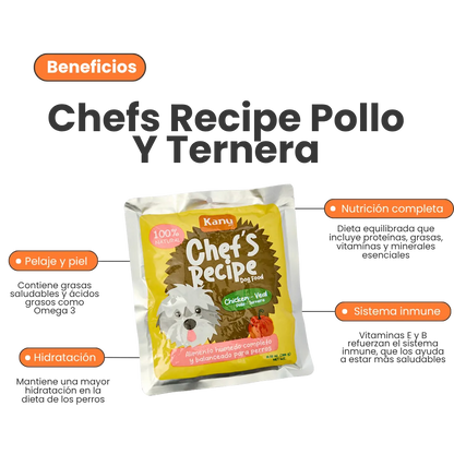 Alimento Húmedo Completo Chef's Recipe Pollo y Ternera Kanu Pet para Perros