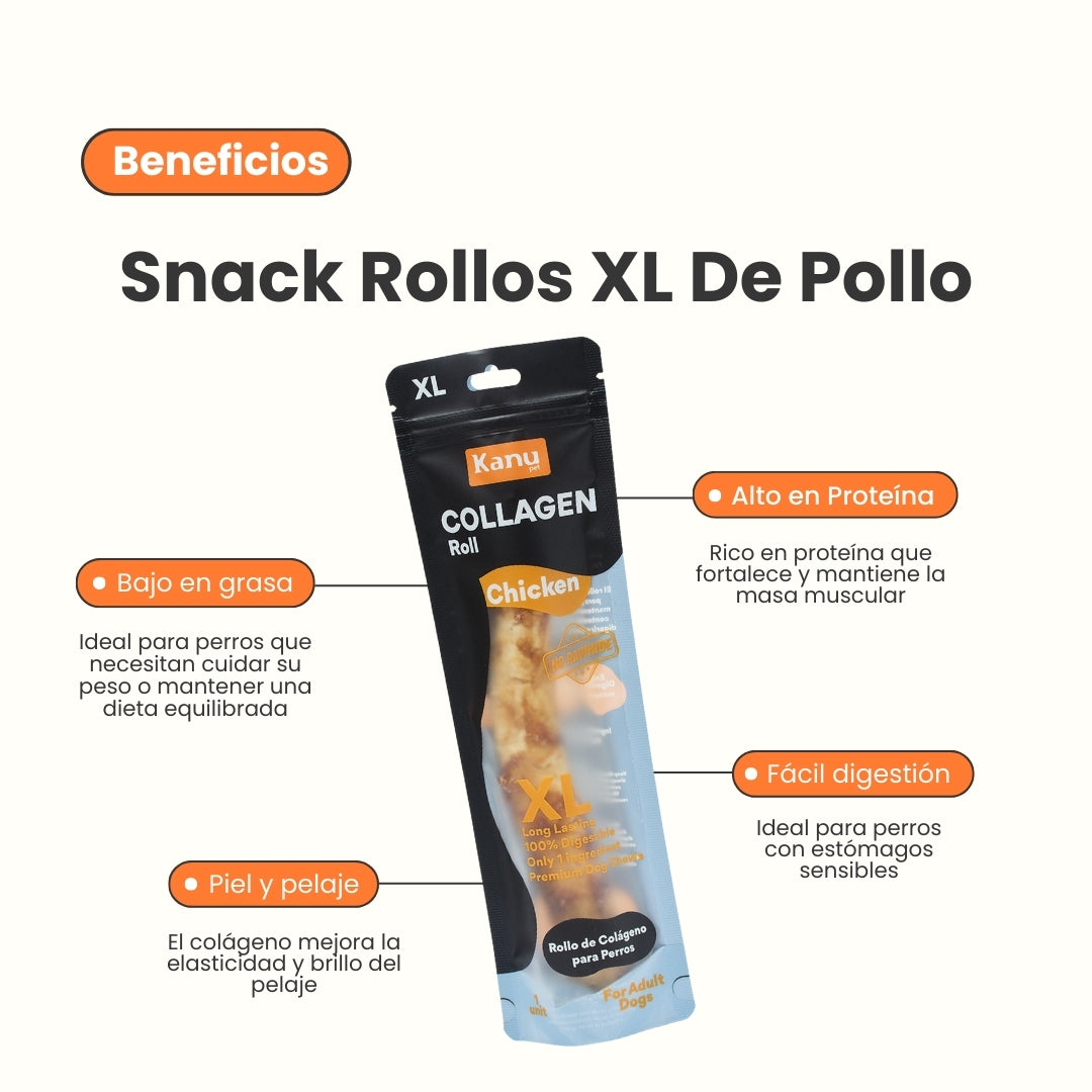 Snack Rollo de Colágeno XL de Pollo Kanu Pet  para Perro . No es Carnaza