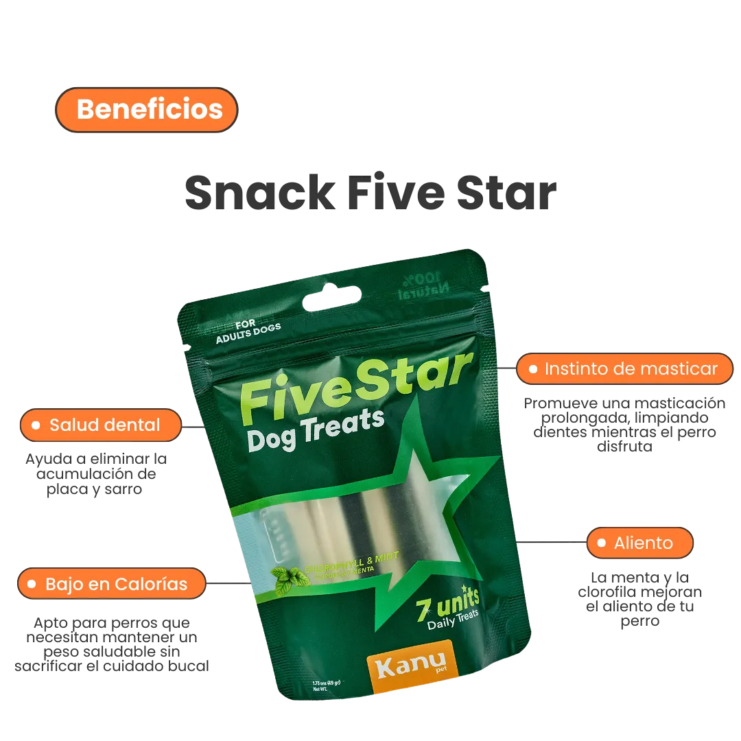 Snack Five Star Dental para la placa y el sarro Kanu Pet  para Perros