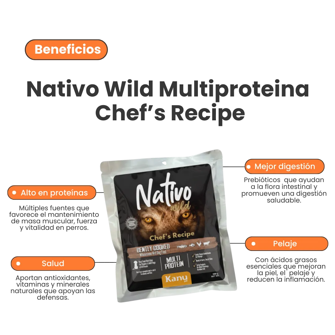 Alimento Húmedo Nativo Wild Chef’s Recipe Multi Protein Kanu Pet para Perros