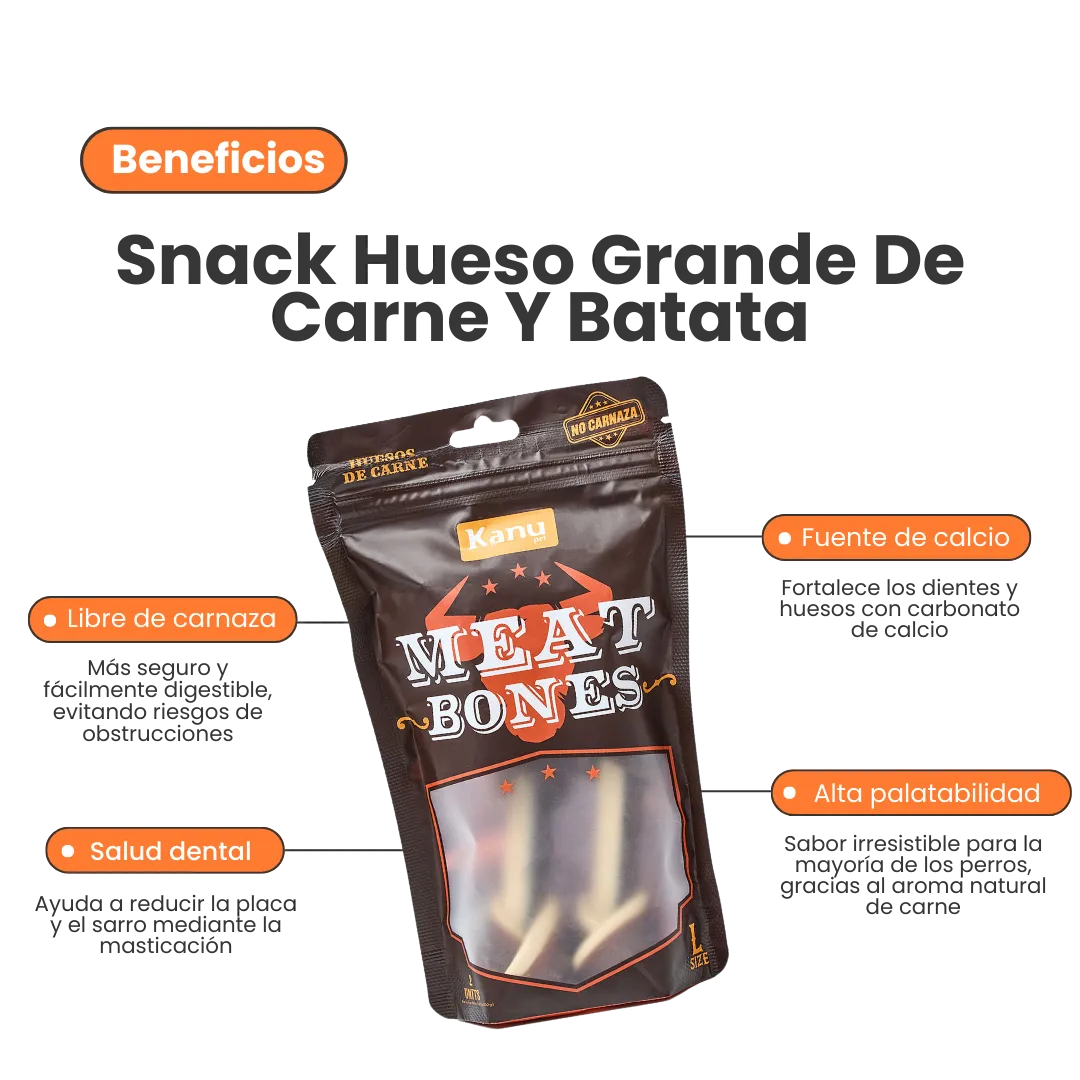 Snack Hueso Grande de Carne y Batata Kanu Pet Hueso para Perro