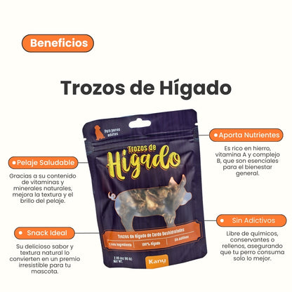 Snack de Kanu Pet de Hígado Deshidratados Trozos para perros y gatos 100% Natural , Un solo ingrediente