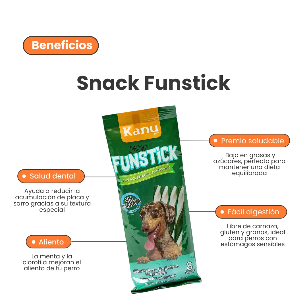 Snack Oral FunStick para la placa y el sarro Kanu Pet  para Perro Sabor a Menta
