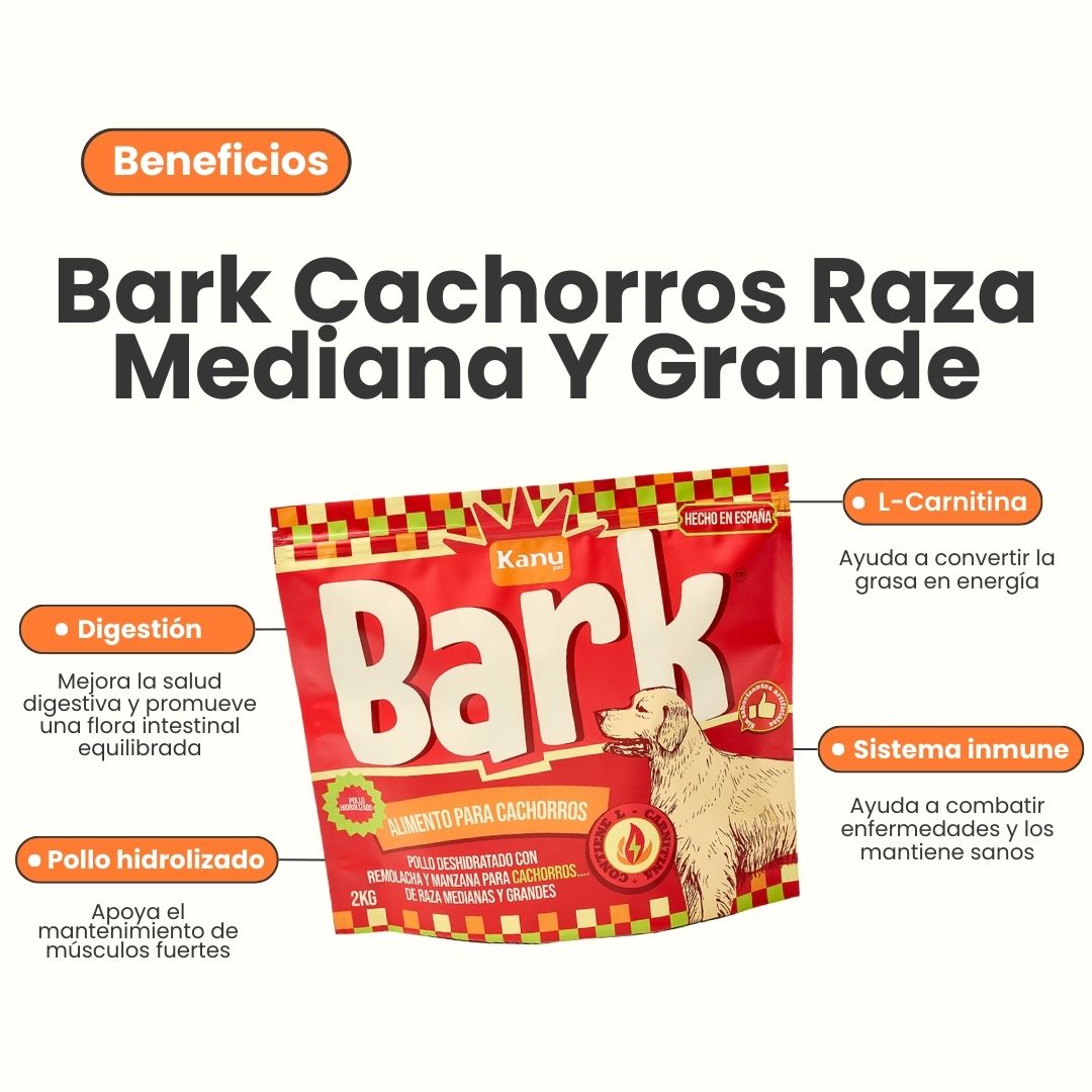 Alimento seco Kanu Pet Bark para cachorros razas medianas y grandes con Pollo