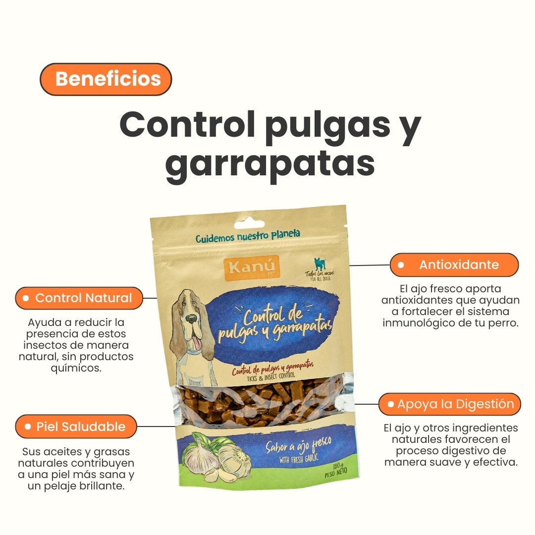 Galletas Blandas con Ajo Kanu Control Pulgas y Garrapatas Kanu Pet para Perro. 100% Naturales